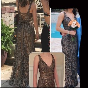 Ellie Wilde bronze shimmery prom dress, size 0